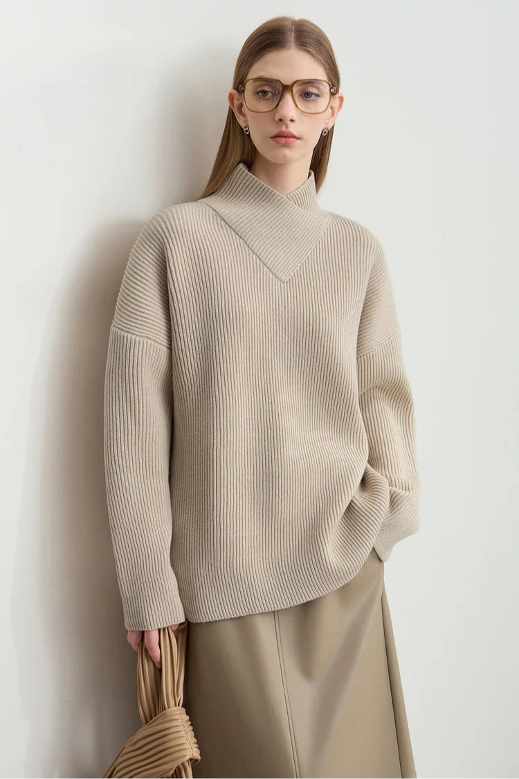 Knitted Crossed Turtleneck Sweater