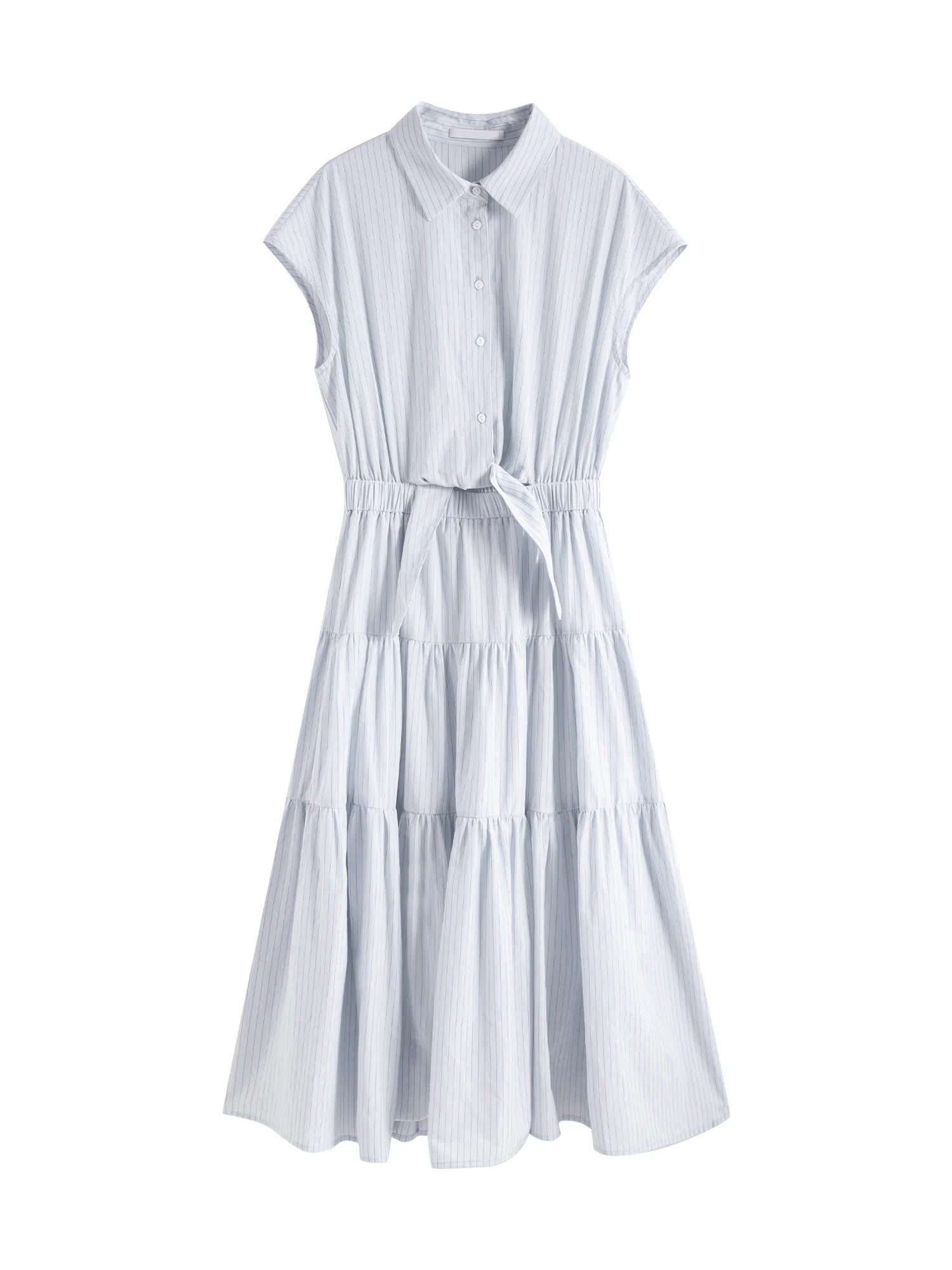 Sleeveless Blue White Stripe Midi Dress