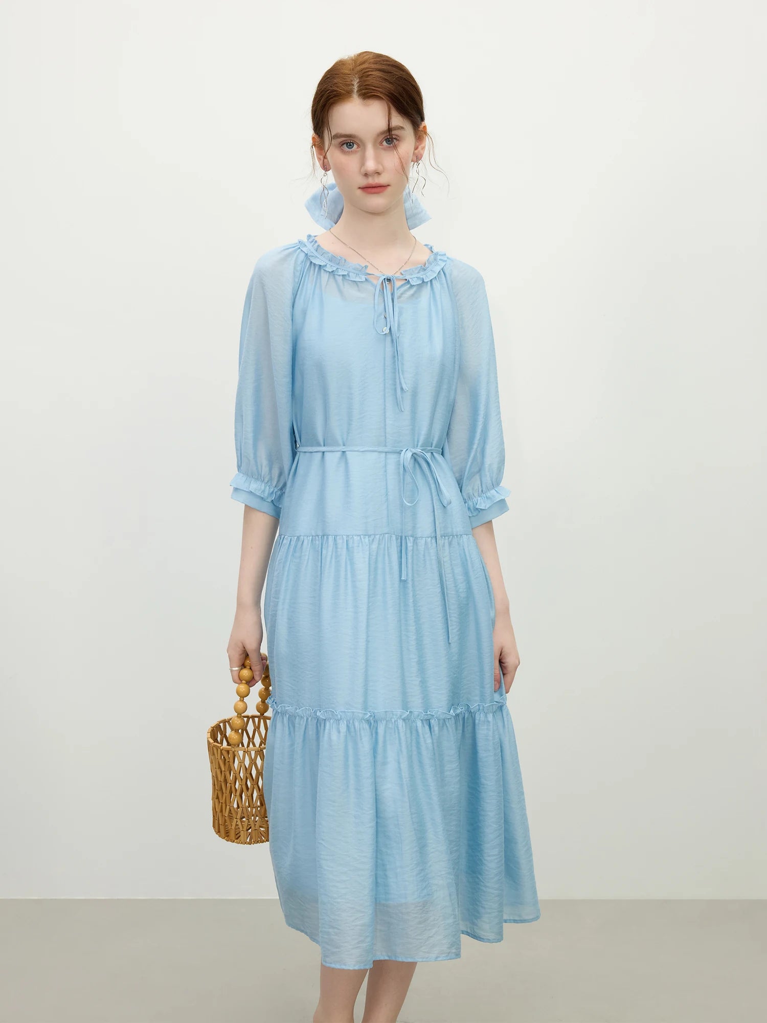 Summer Loose Light Blue Midi Dress