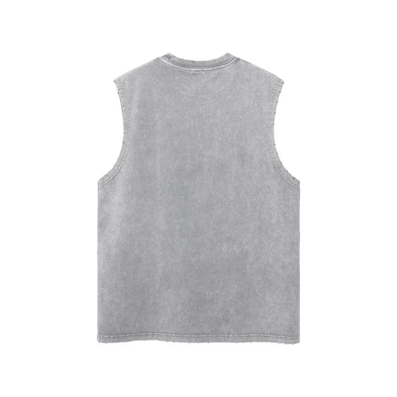 Worn Oversize Sleeveless Shirt vest