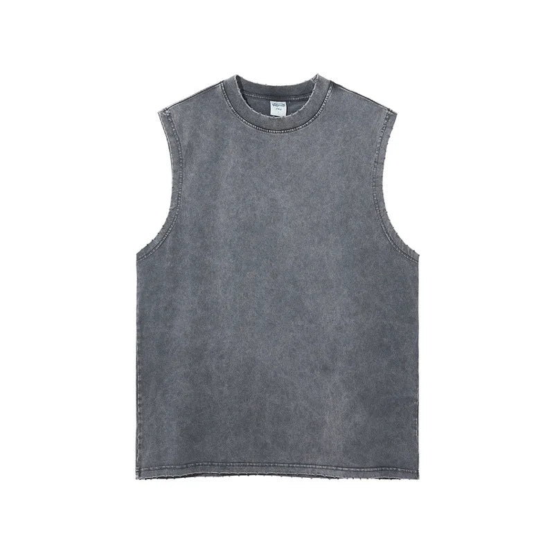 Worn Oversize Sleeveless Shirt vest