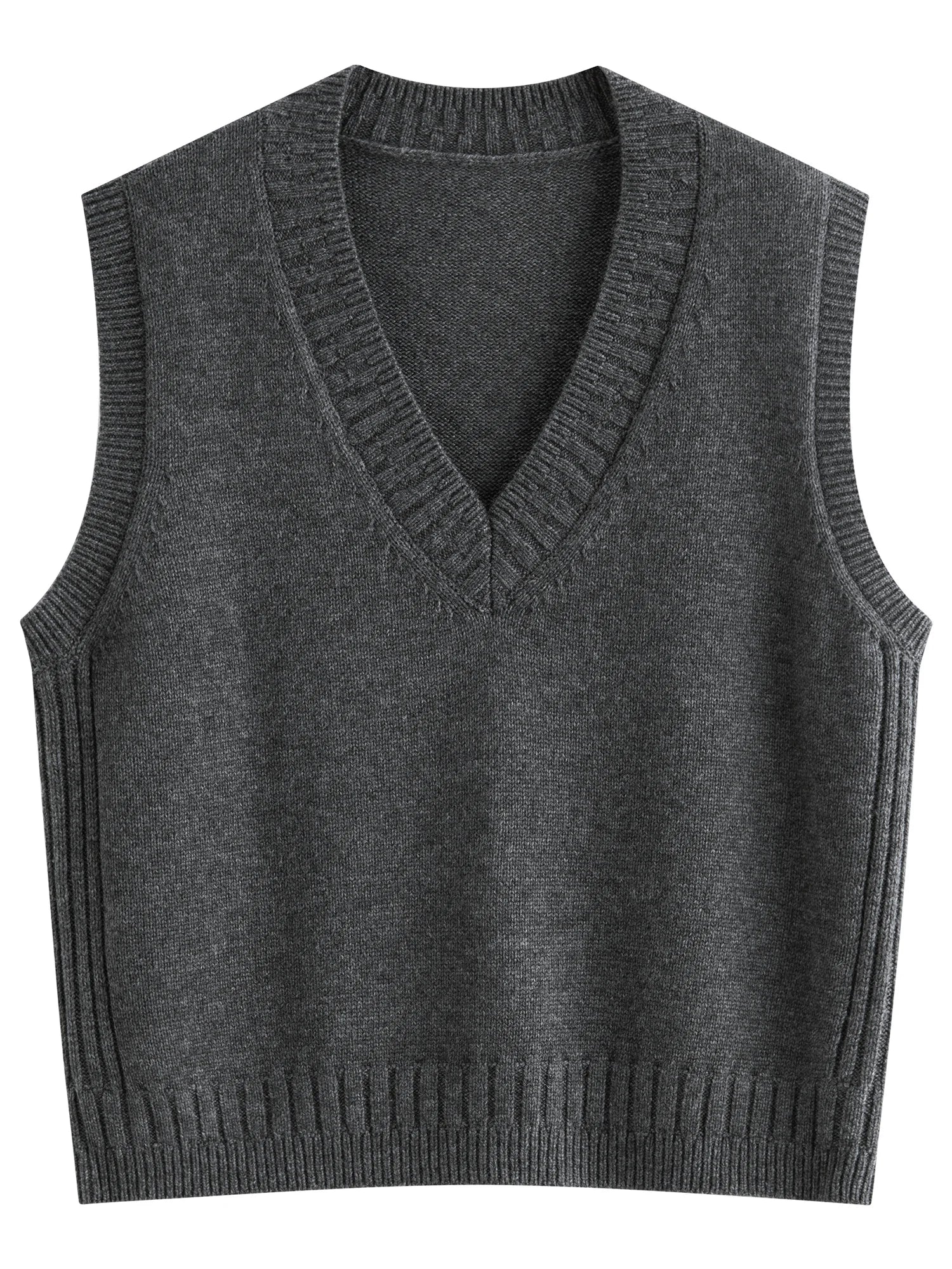 Sleeveless V-neck Wool Vest