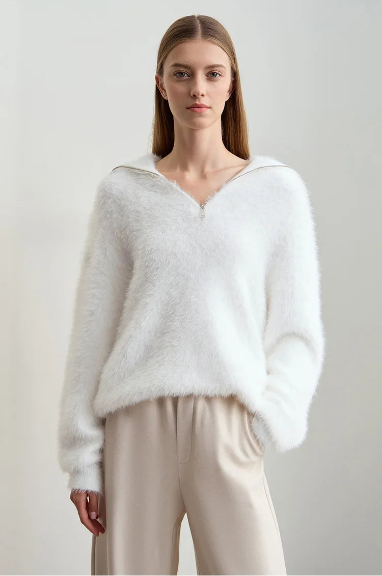 Turtleneck Zipper Mink Sweater