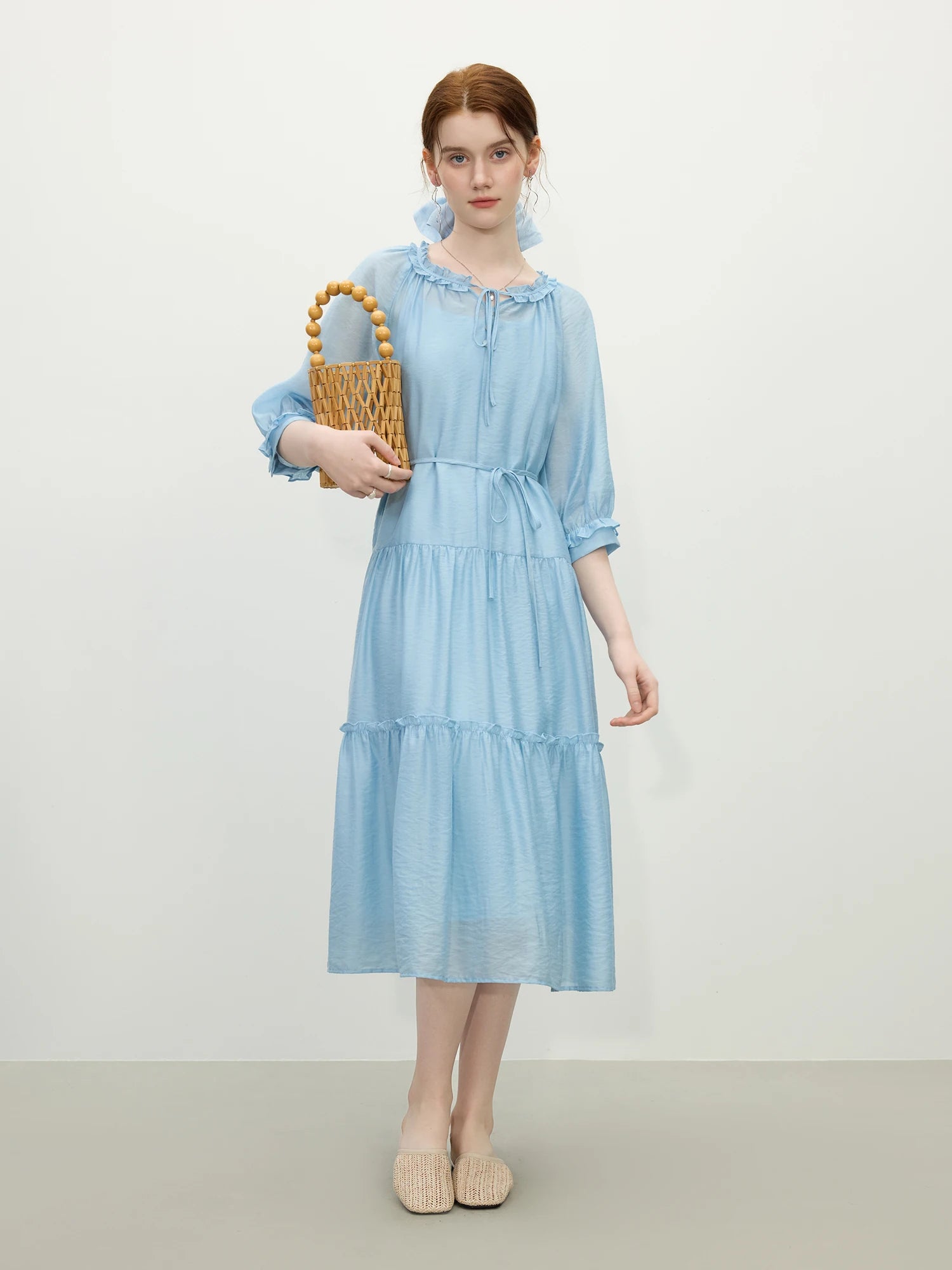 Summer Loose Light Blue Midi Dress