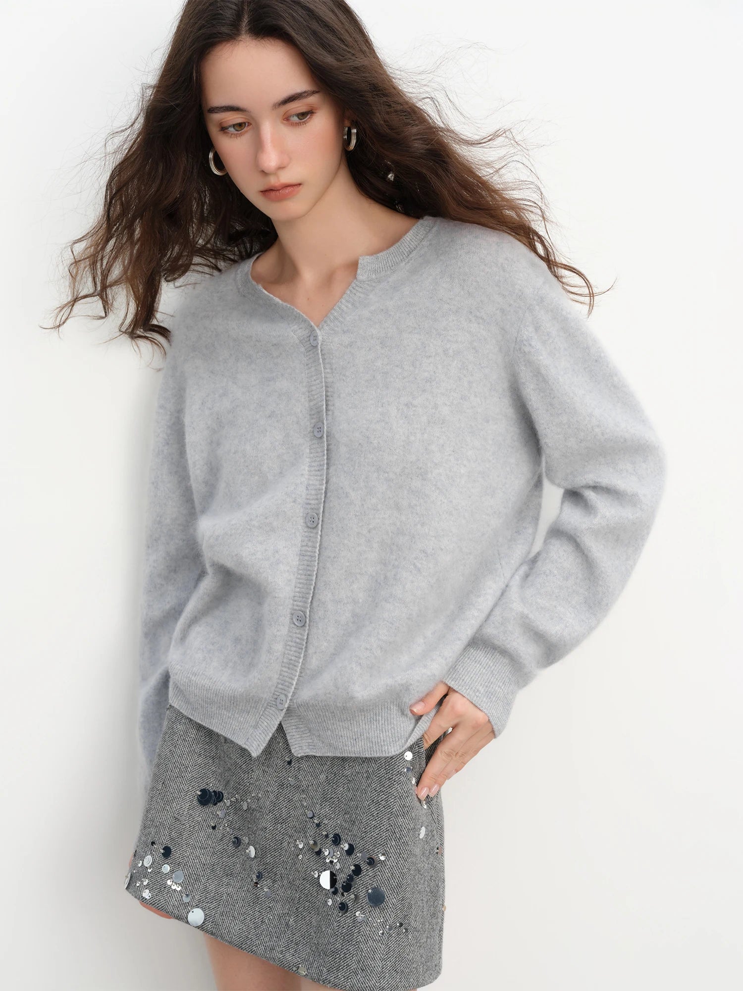 Wool Blend Knitted Cardigan