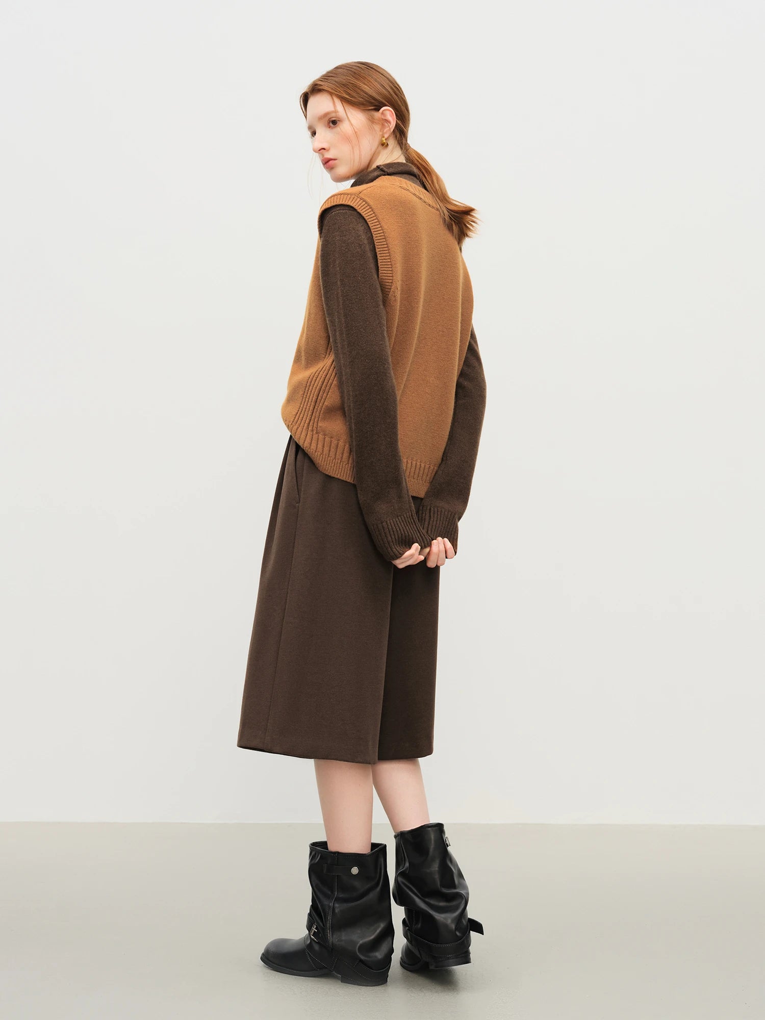 Sleeveless V-neck Wool Vest