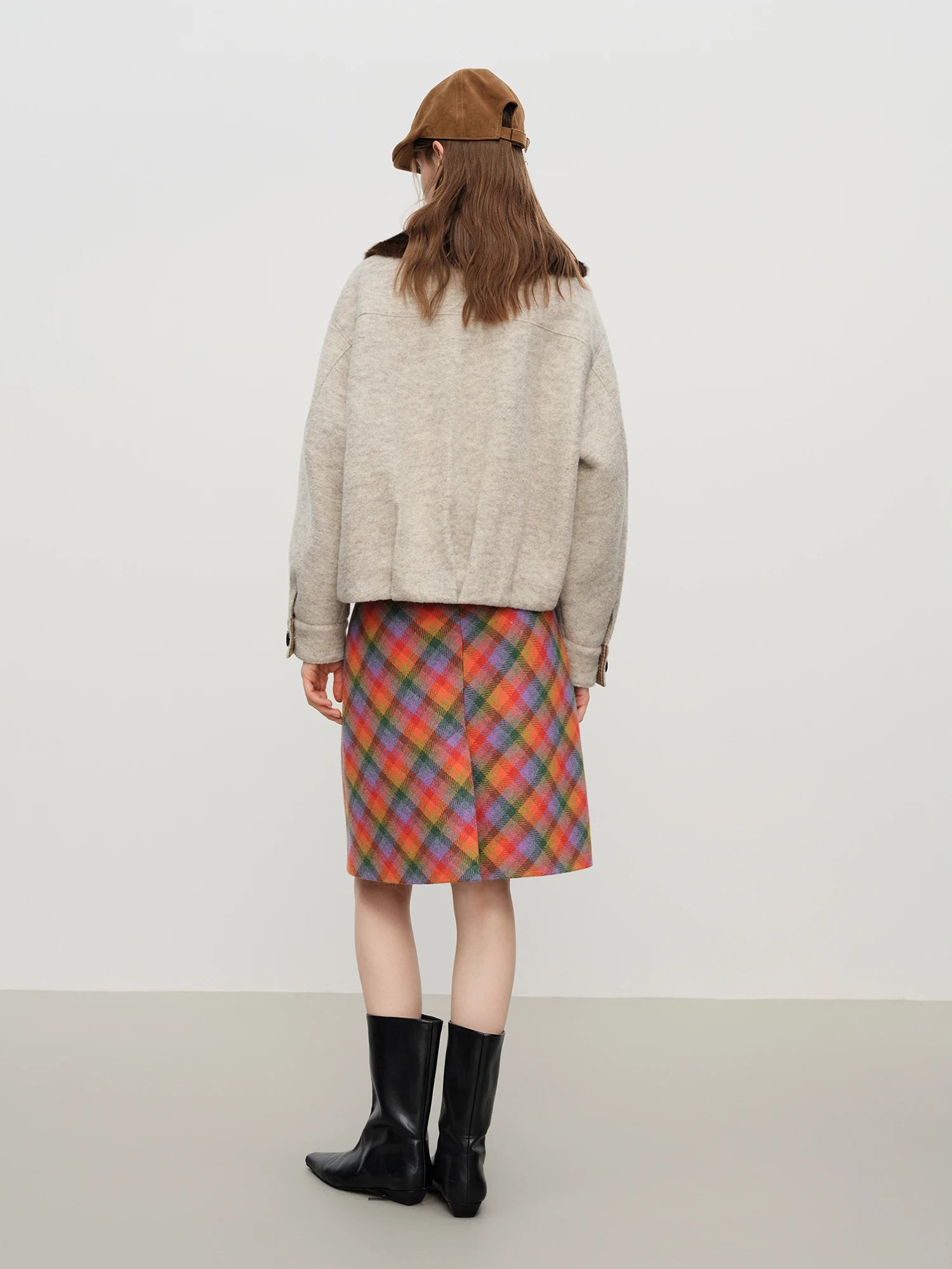 Wool-Blend Jacket With Fur Collar