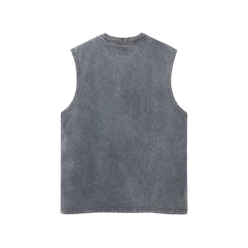 Worn Oversize Sleeveless Shirt vest