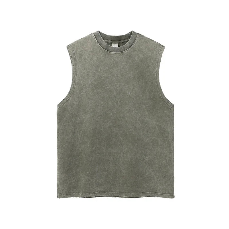 Worn Oversize Sleeveless Shirt vest