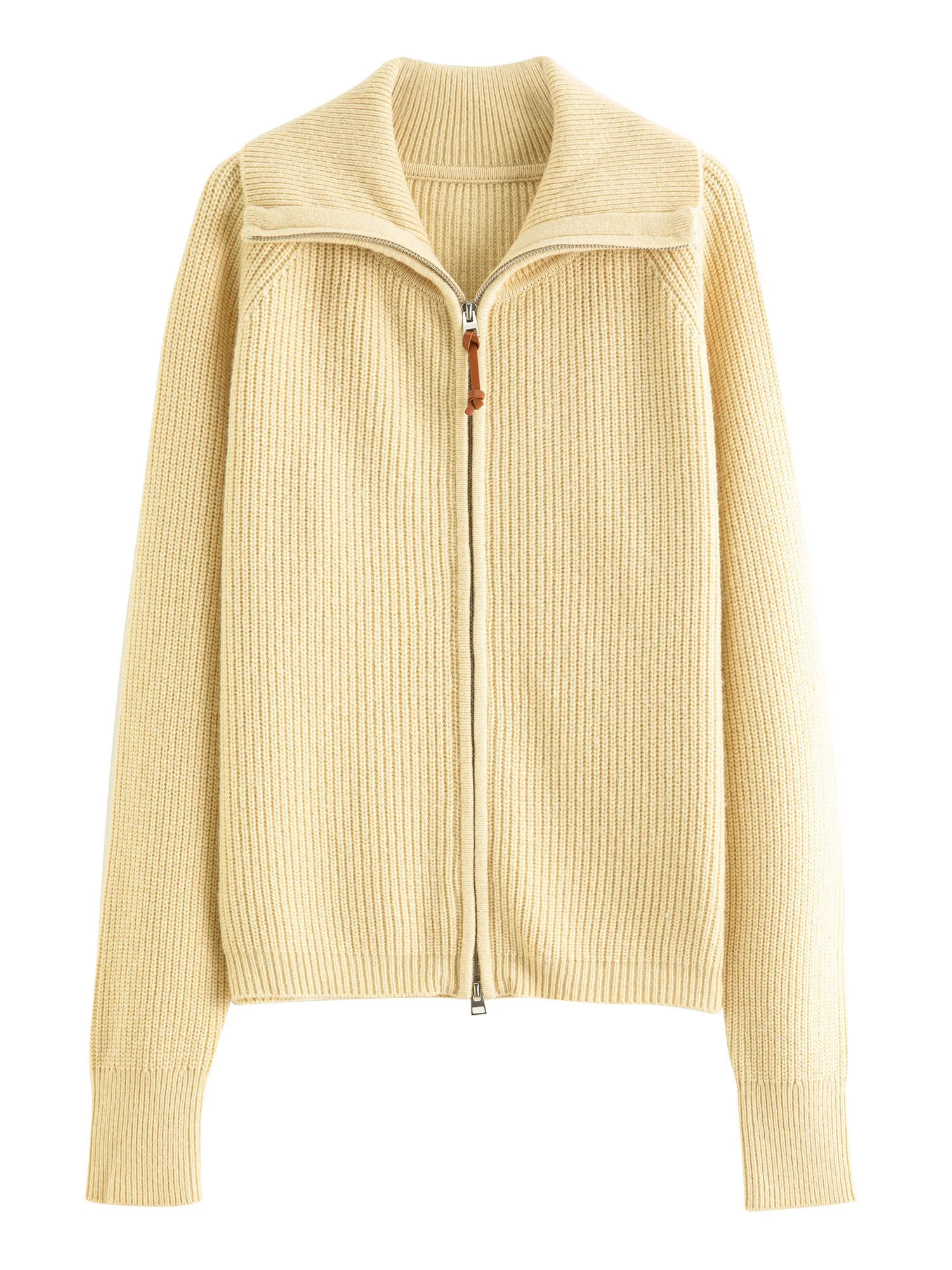 Wool Blend Knit Double Zip Cardigan