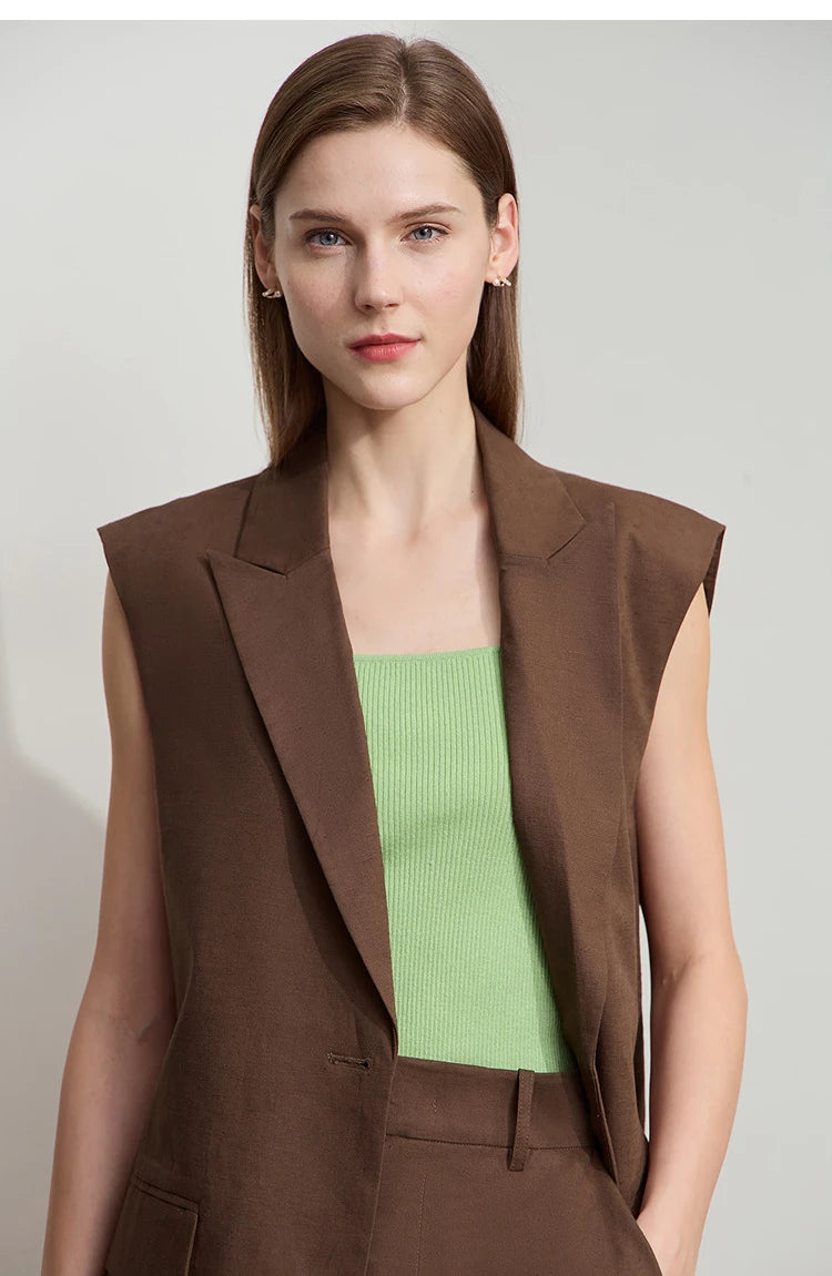 Cotton Linen Loose Vest and Shorts Set