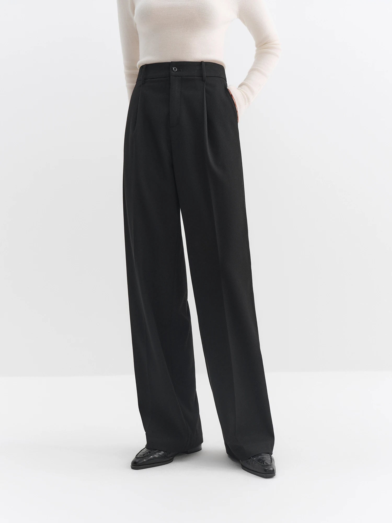 Classic High-Waisted Straight Leg Pants