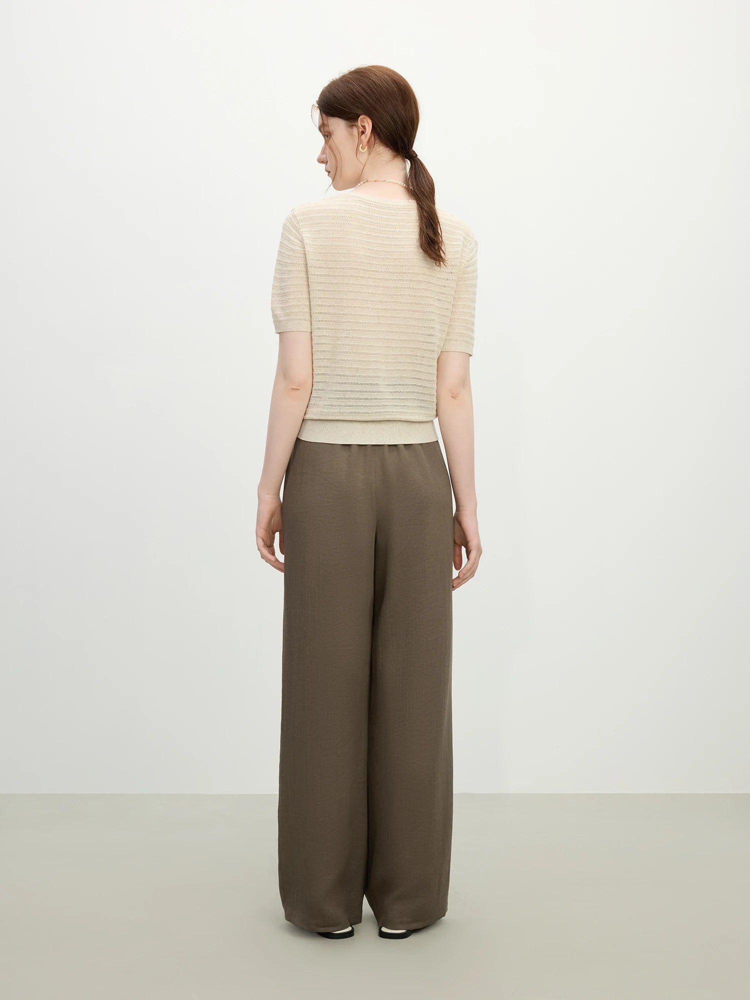 Beige Crochet Knit Top