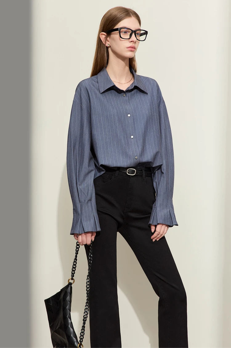 Loose Long Sleeve Striped Shirt