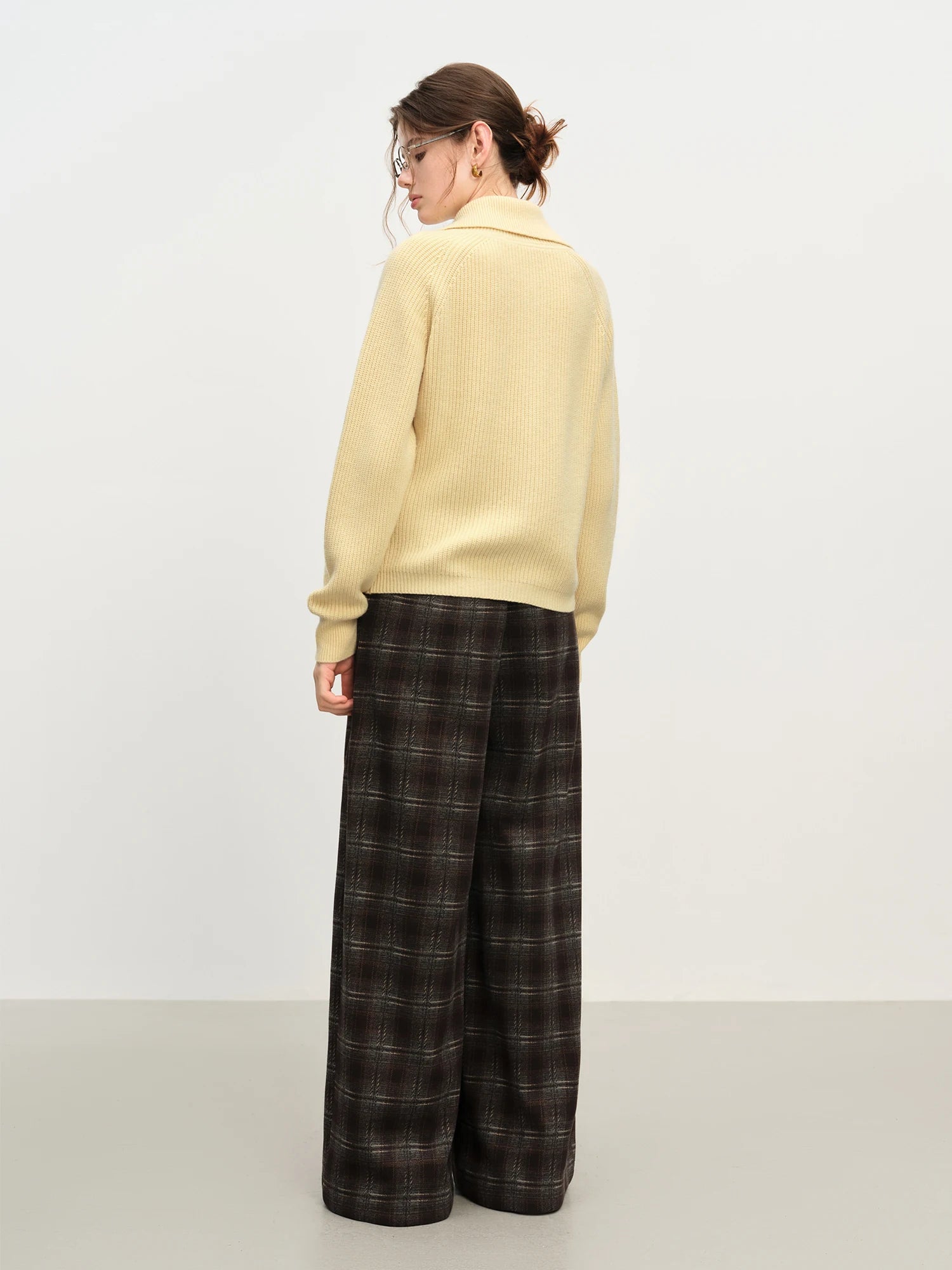 Loose Fit Wool Blend Knit Zipper Sweater