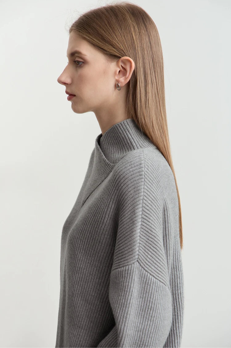 Knitted Crossed Turtleneck Sweater