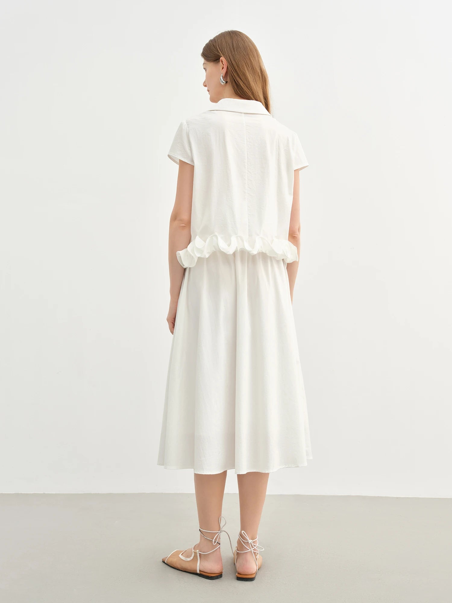 Ruffled Elegant White Top and Skirt Set