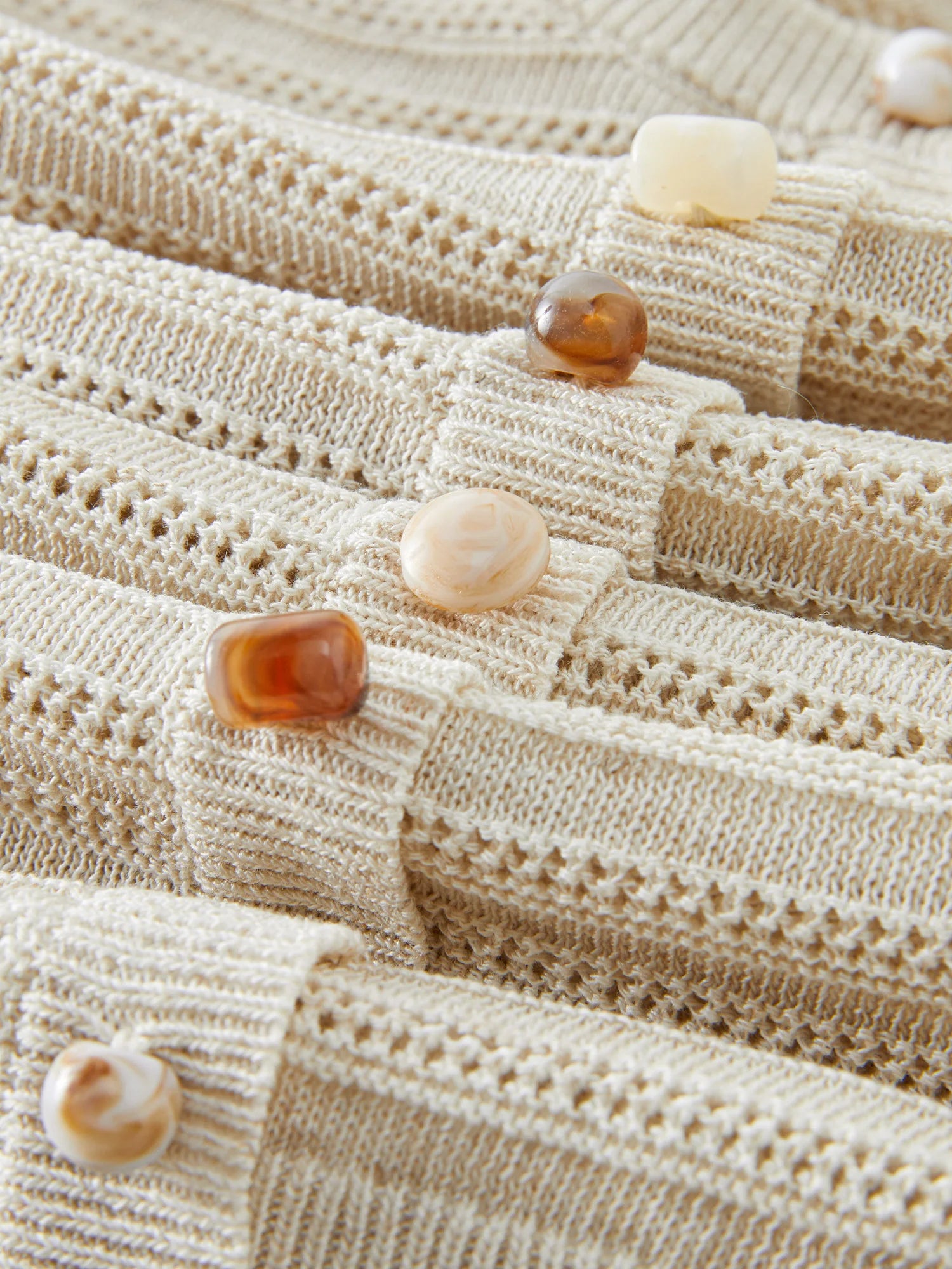 Beige Crochet Knit Top