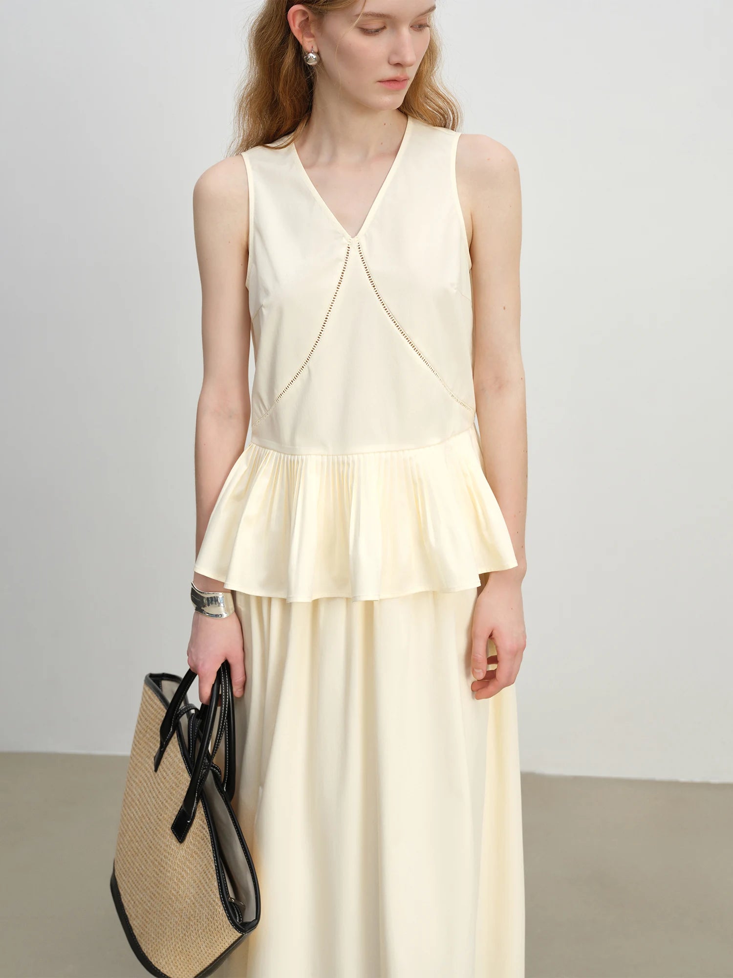 Ruffle Sleeveless Yellow Top and Skirt Set