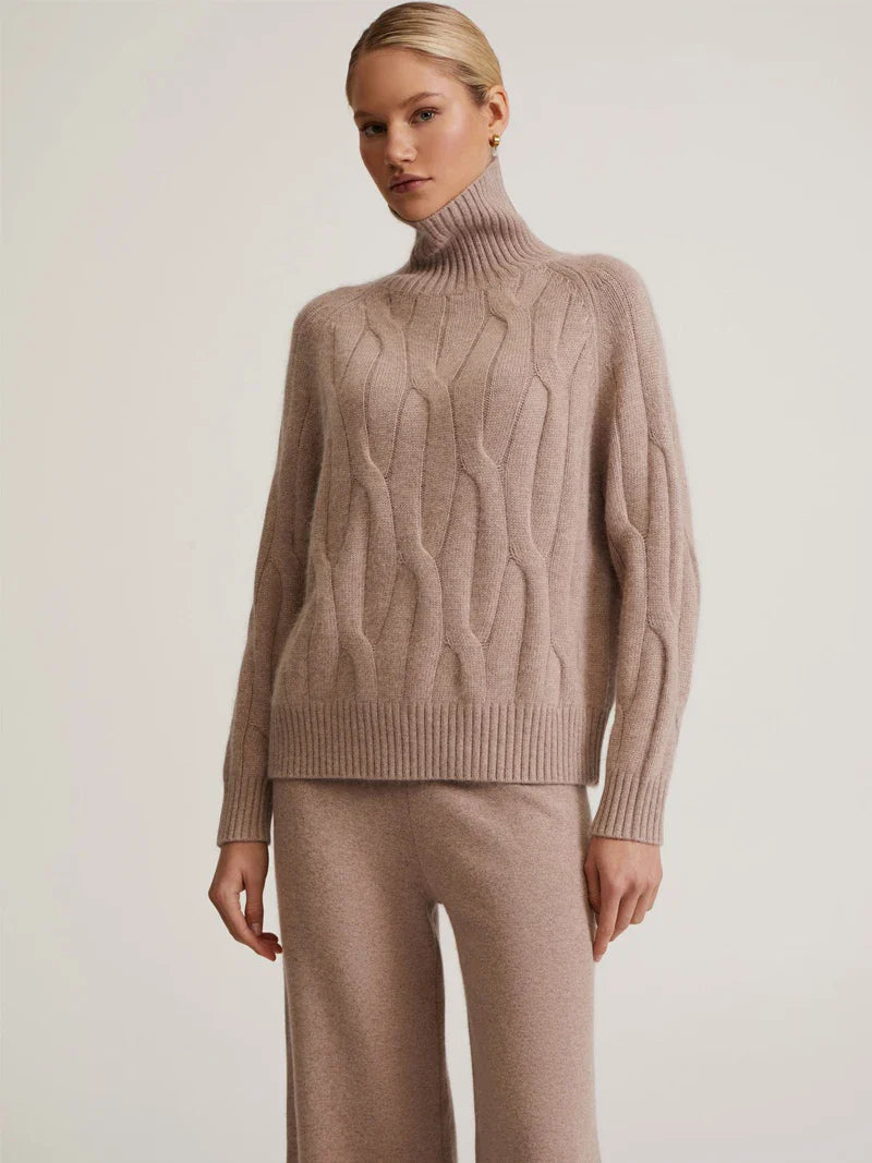 Textured Turtleneck Sweater and Pants Set