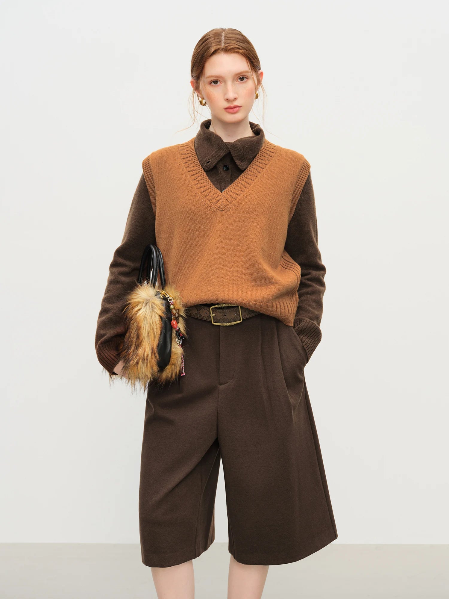 Sleeveless V-neck Wool Vest