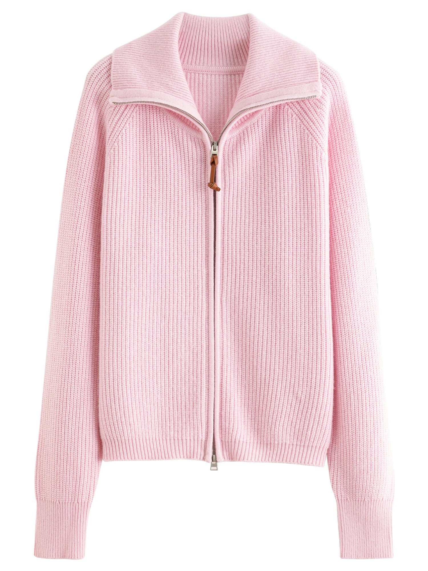 Wool Blend Knit Double Zip Cardigan