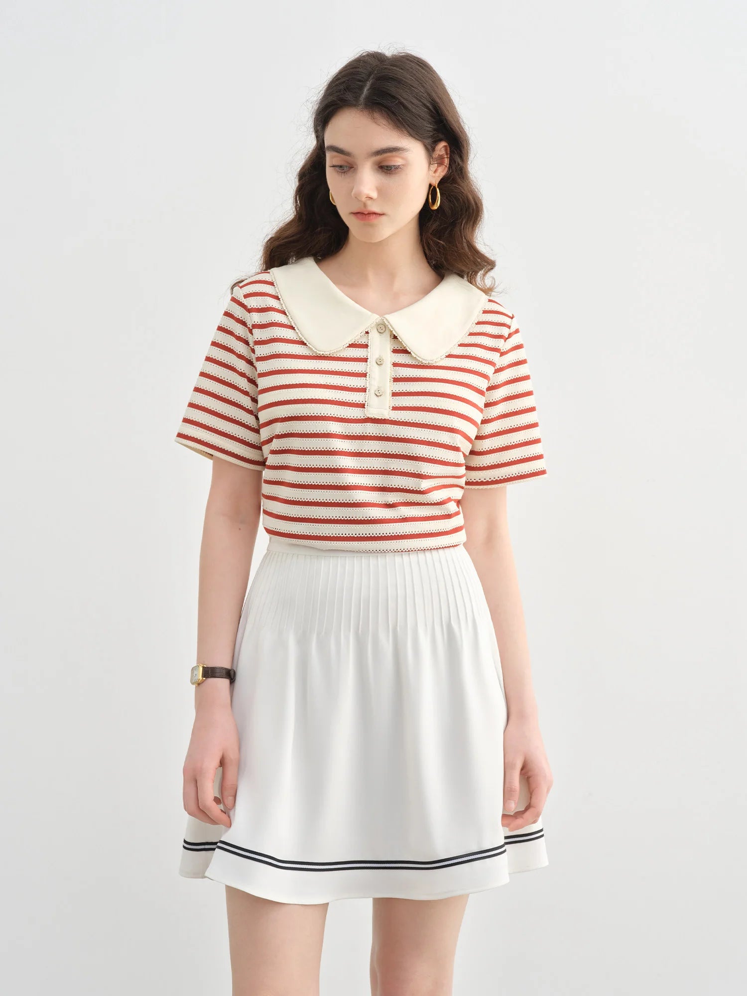 Striped Short-sleeved Polo T-shirt