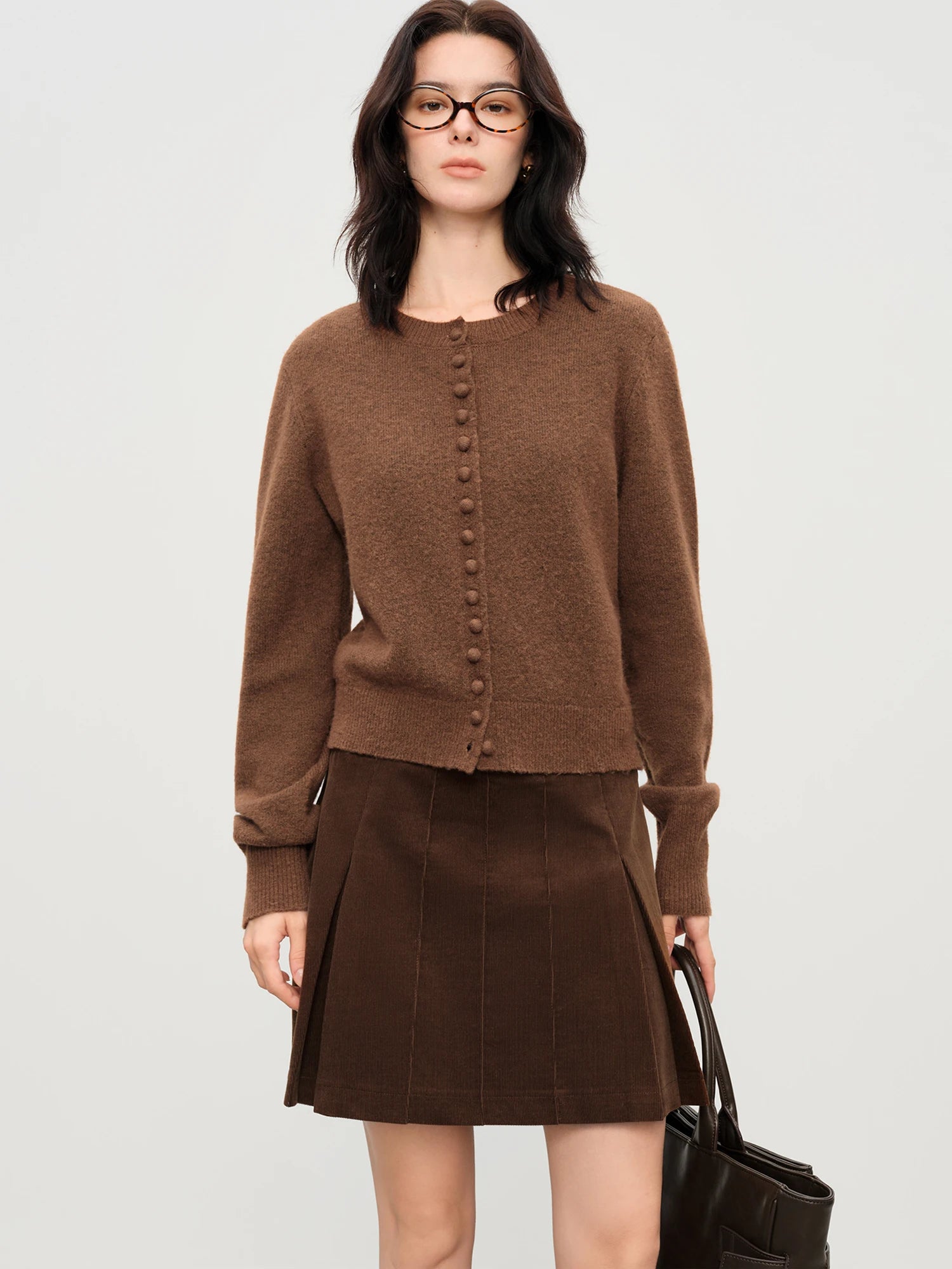 Blend Knit Cardigan With Wool Buttons