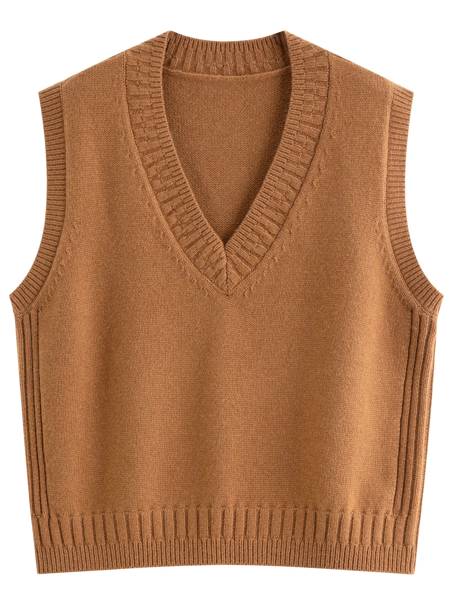 Sleeveless V-neck Wool Vest