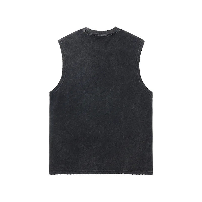 Worn Oversize Sleeveless Shirt vest