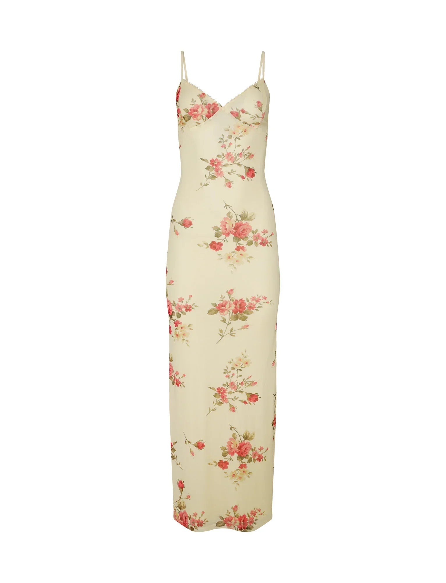 Floral beige lace dress