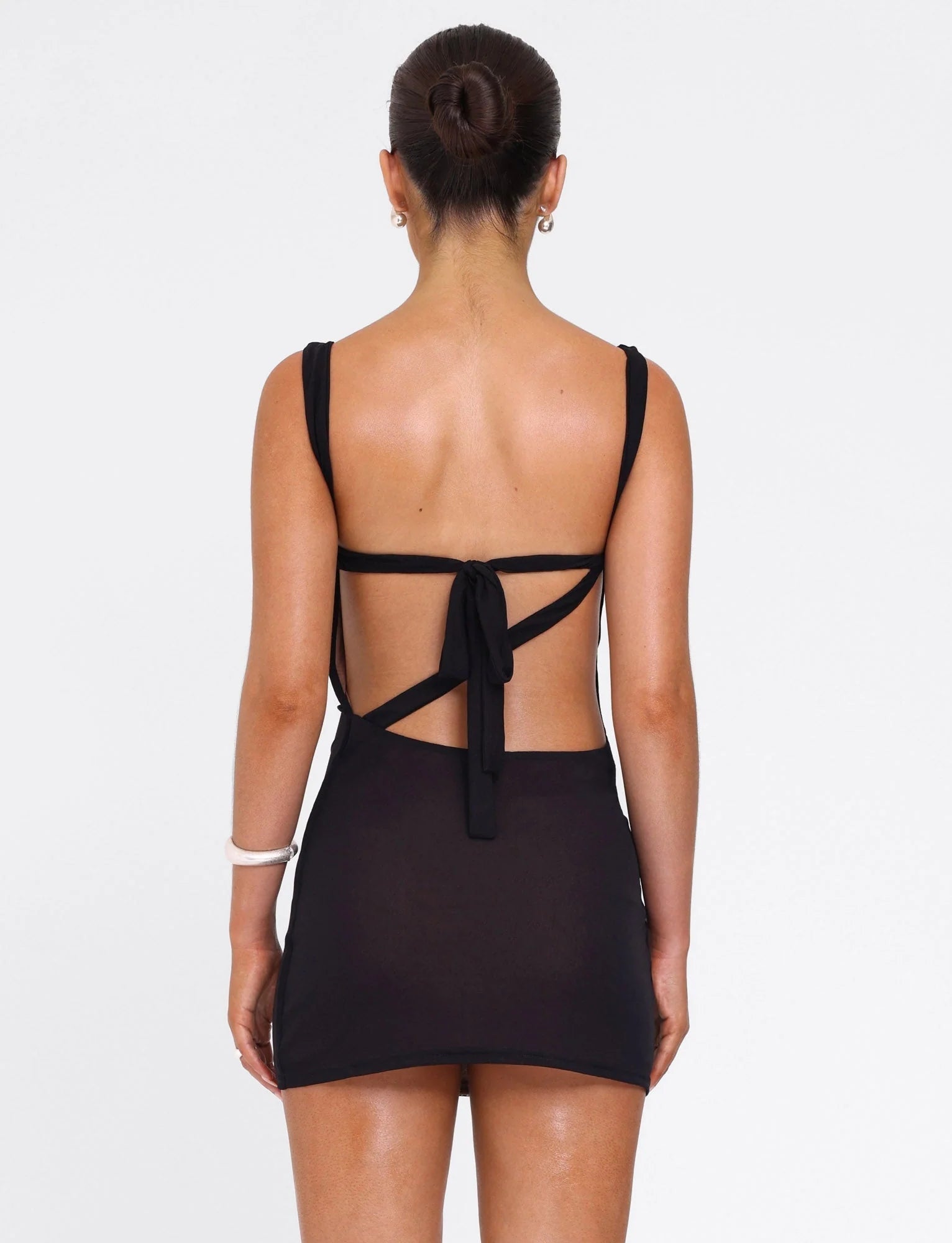 V-neck Drawstring Ruffle Tight Braces Hip Mini Skirt