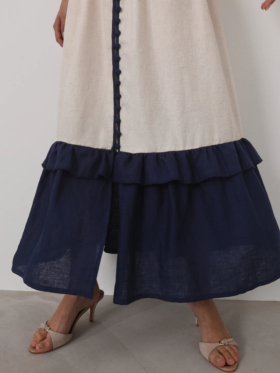Contemporary Contrast Linen Maxi Dress