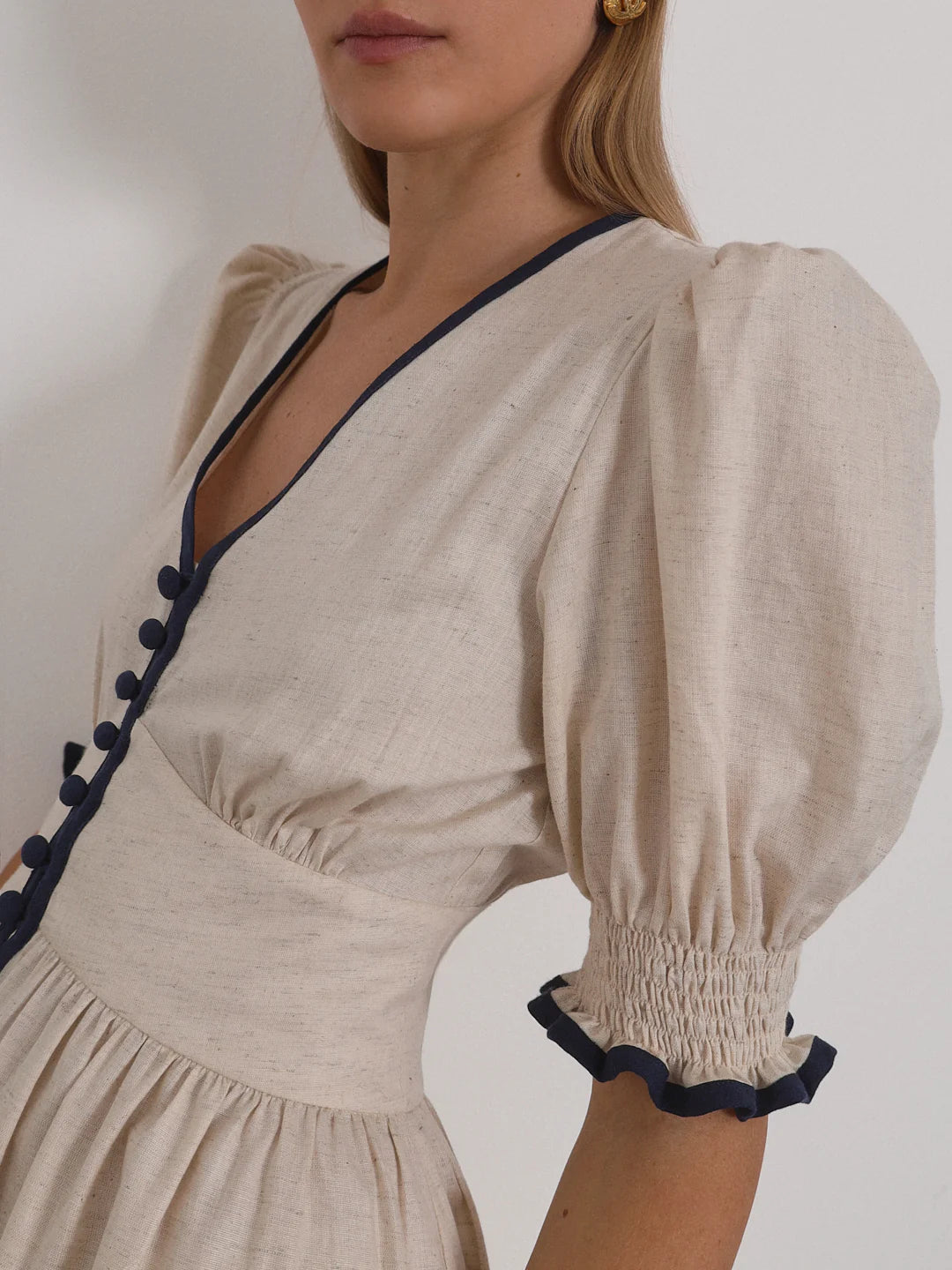 Contemporary Contrast Linen Maxi Dress