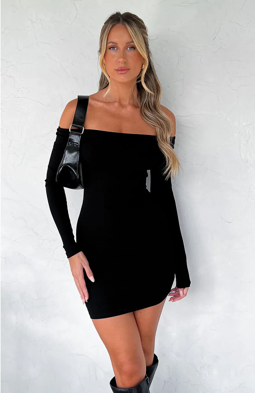 Strapless Long Sleeve Mini Dress