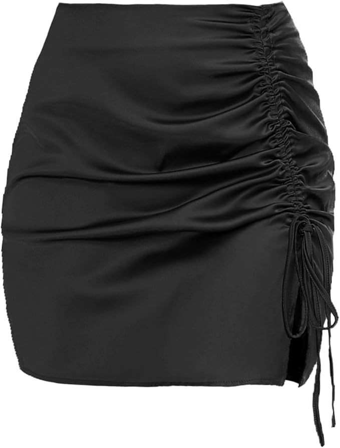 Ruched Side Slit Skirt