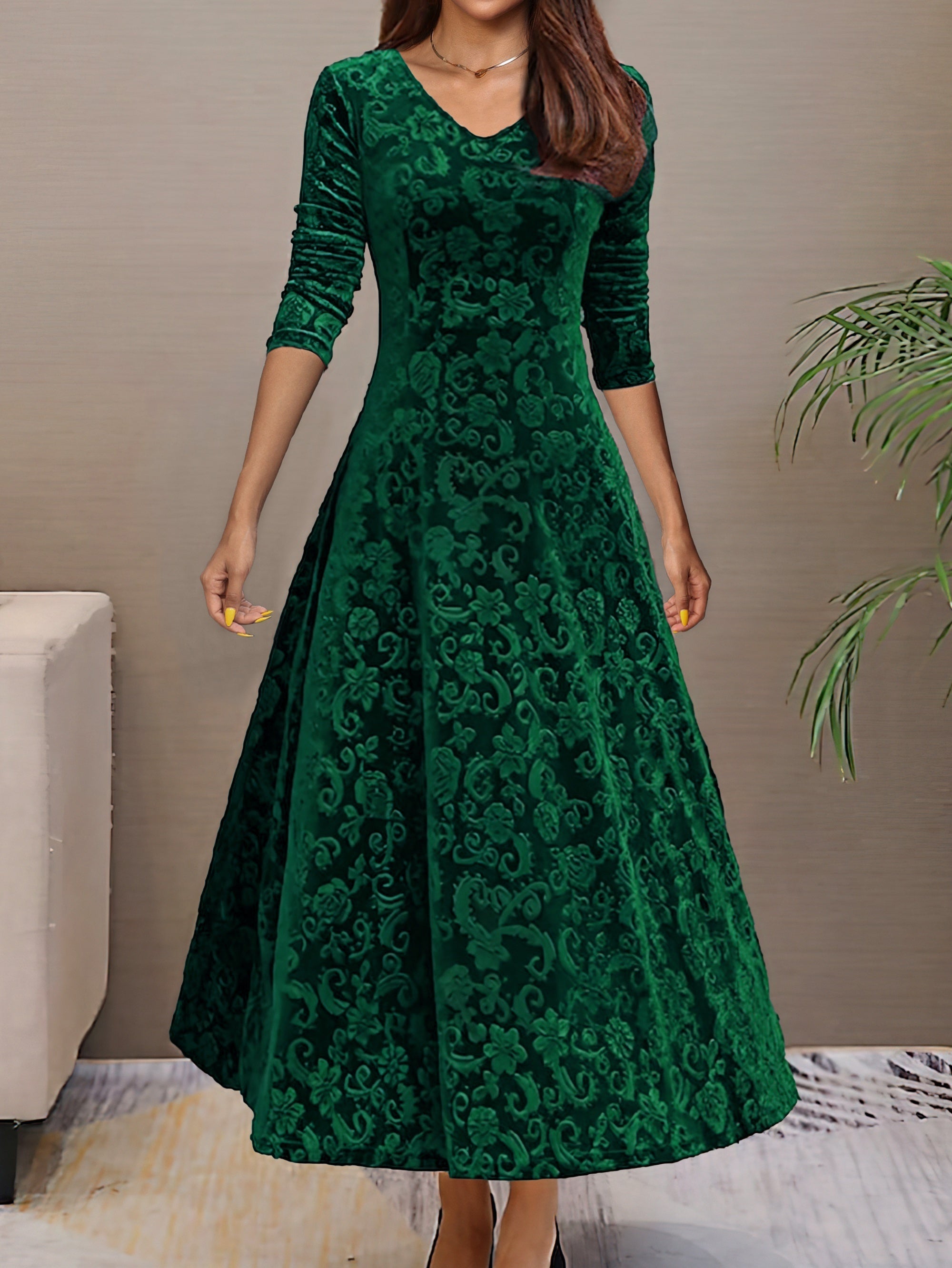 Flared dress with long sleeves