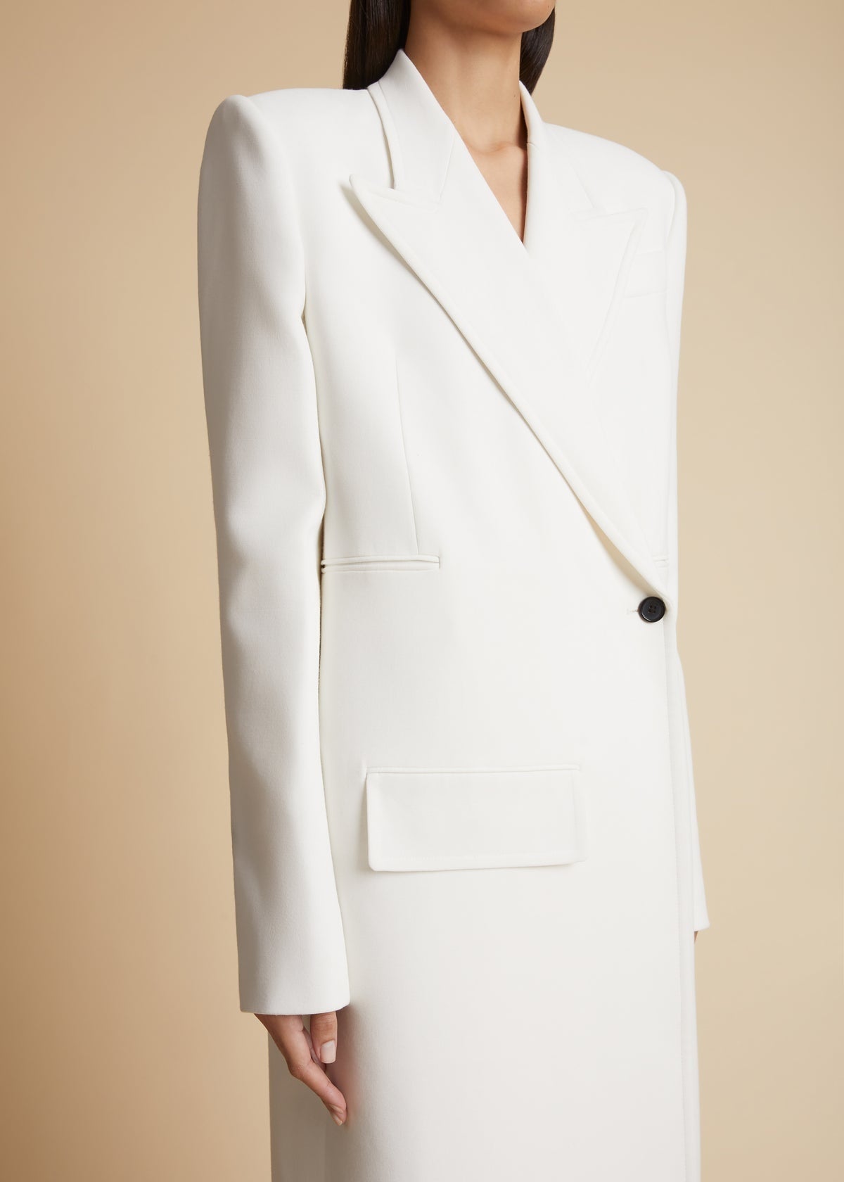 Oblique Cut White Coat