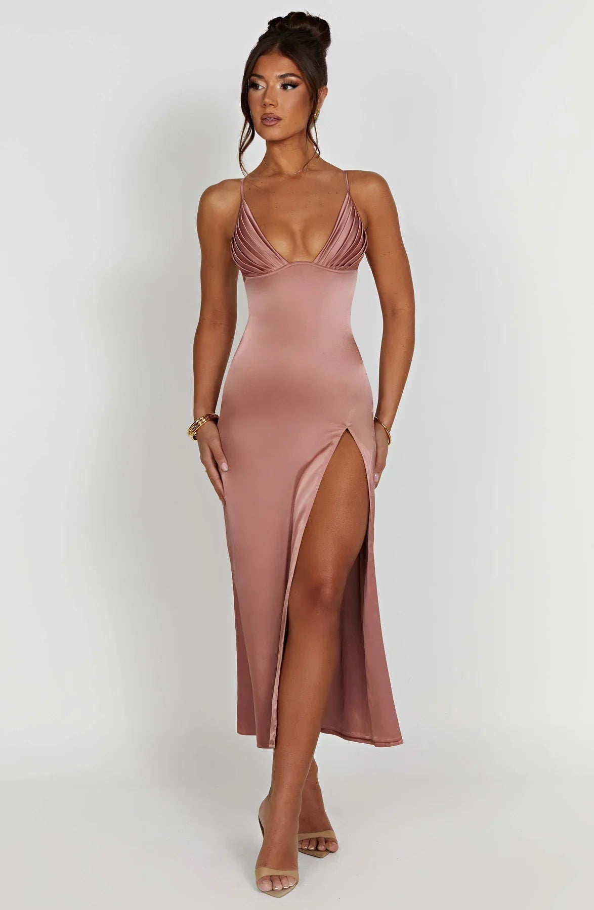 Elegant Spaghetti Strap Midi Dress