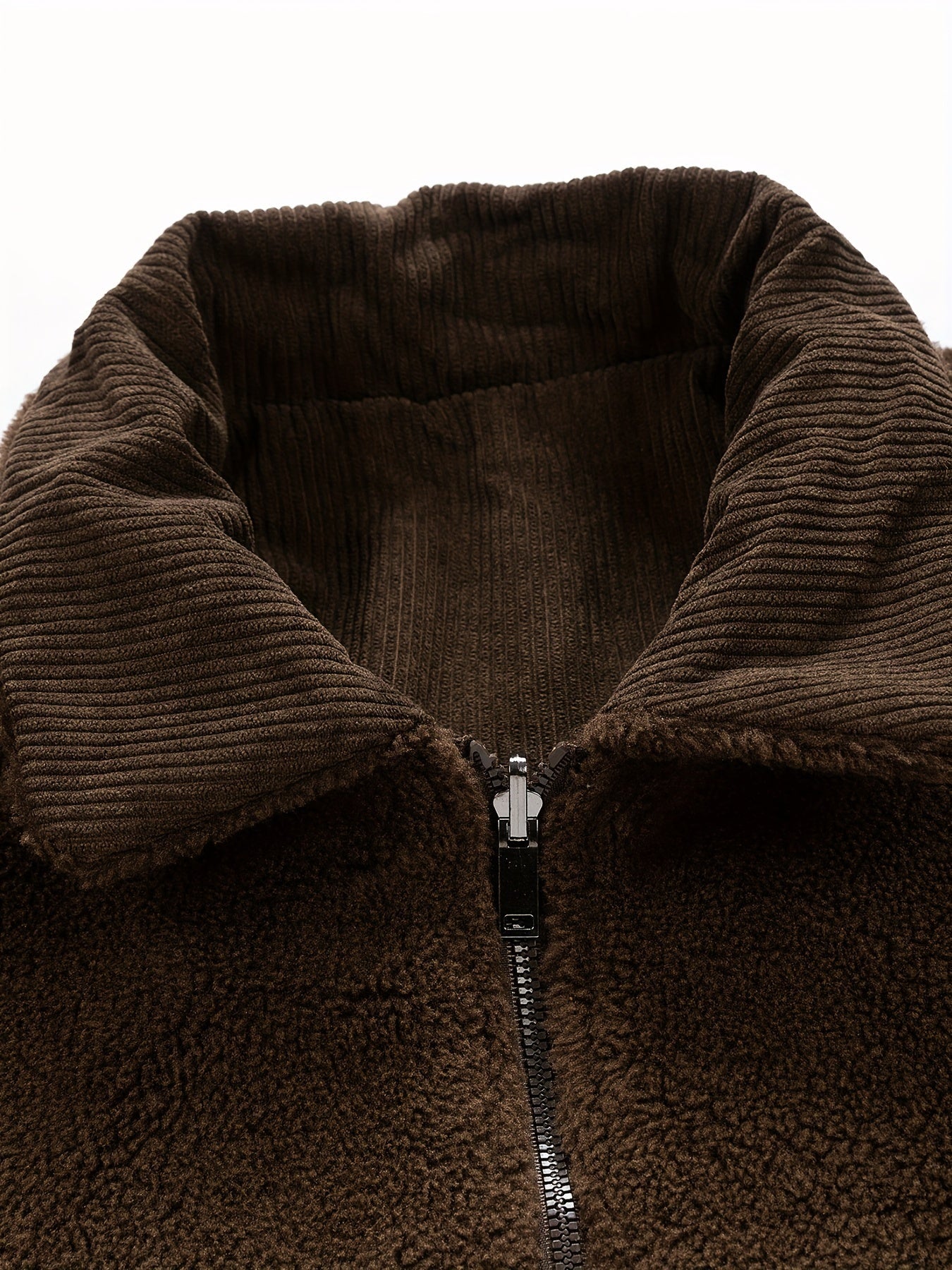 Striped corduroy fleece jacket