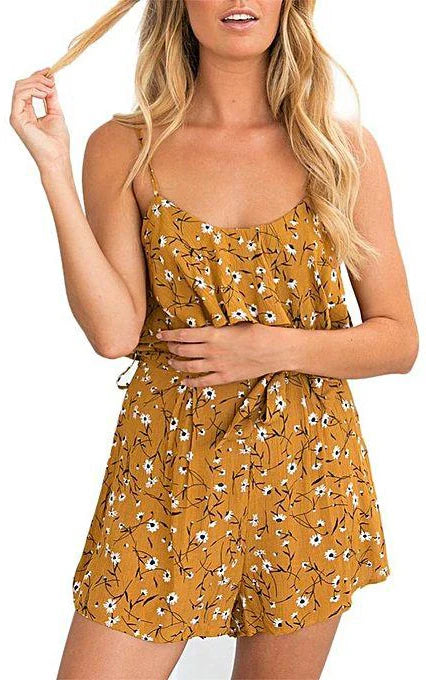 Summer Backless Floral Jumpsuit