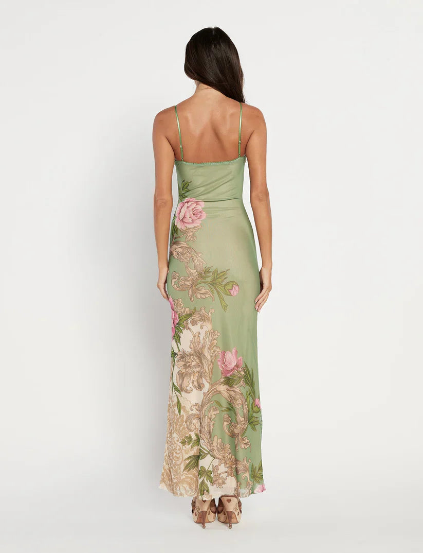 Floral Summer Mini Dress In Green