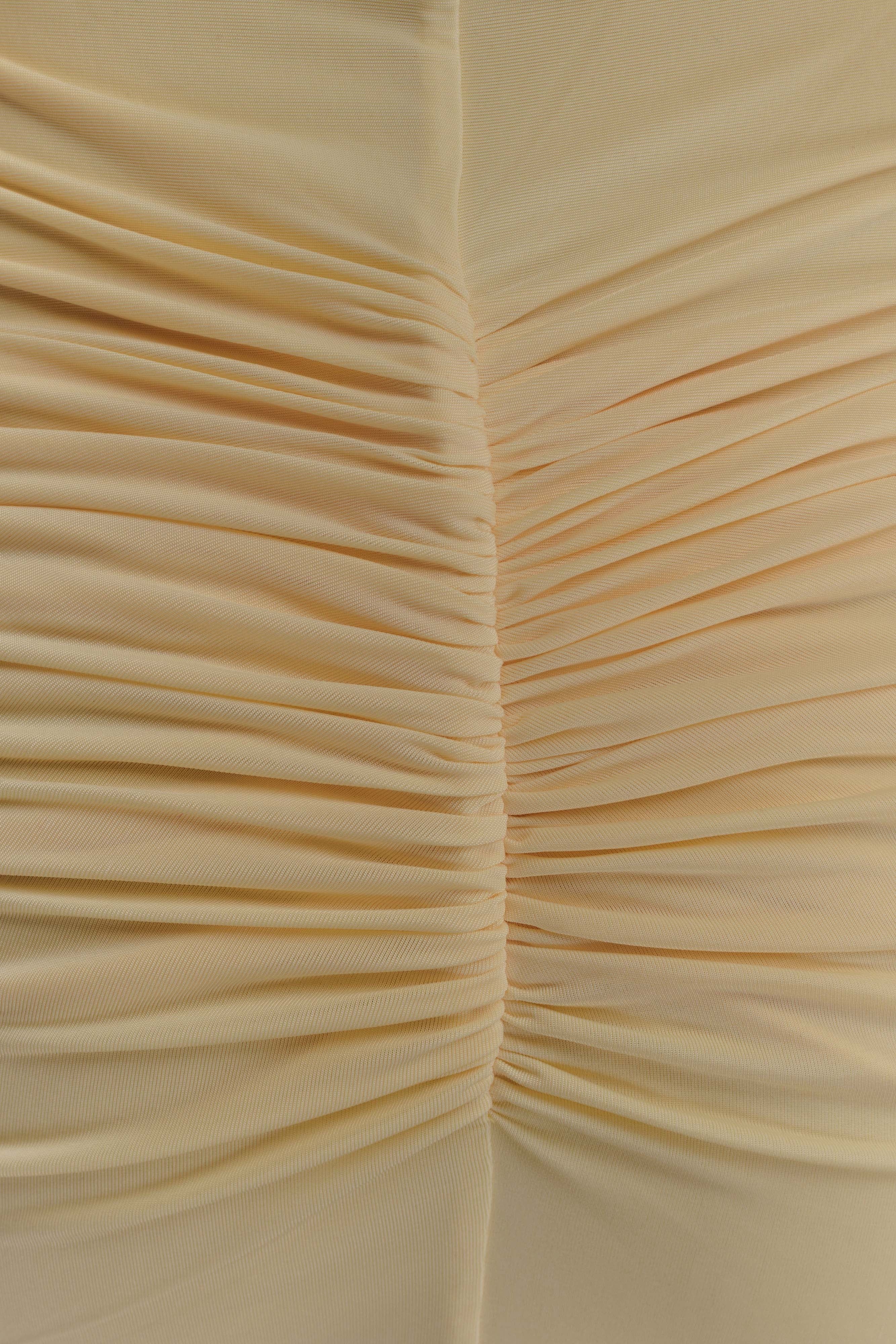 Slinky And Mesh Yellow Maxi Dress