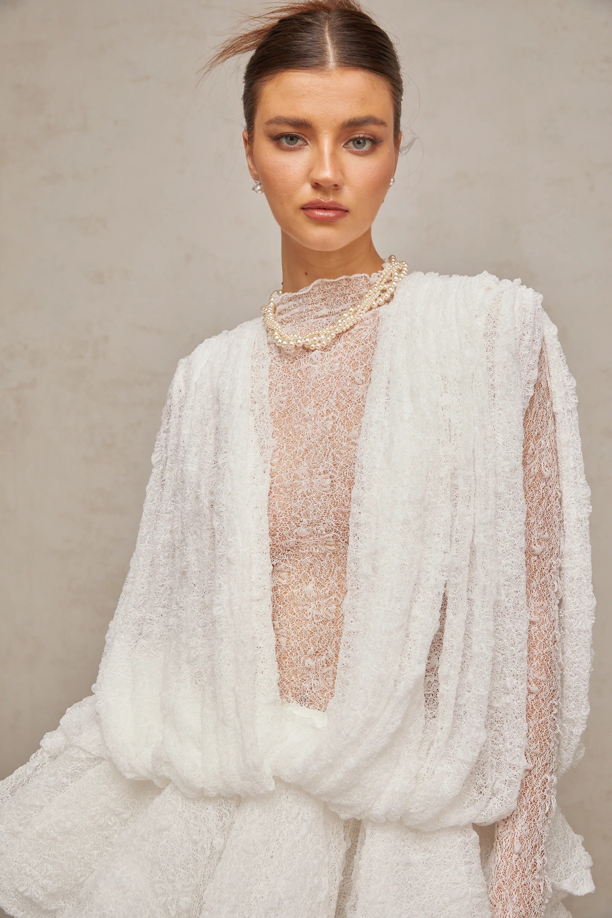 White Semi-Sheer Lace Top & Shorts Set