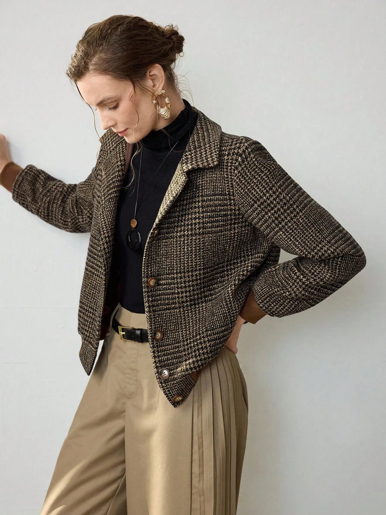 Elegant Woven Lapel Slim Jacket