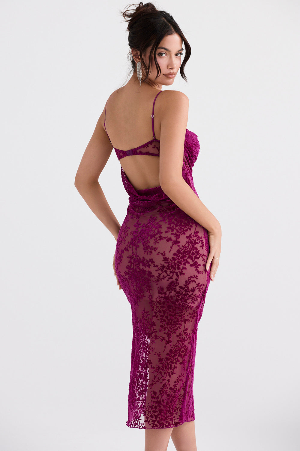 Cranberry Devoré midi dress