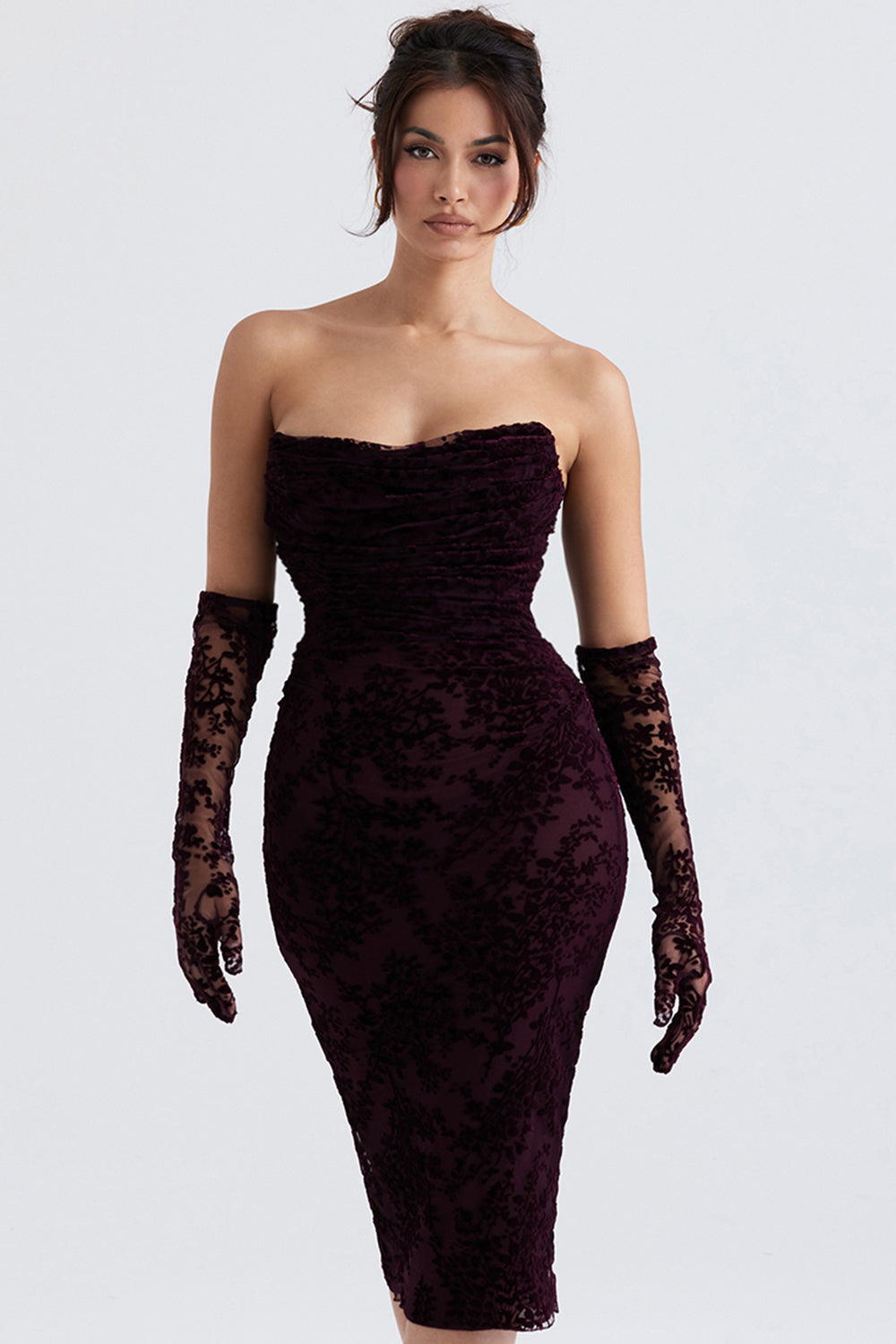 Black cherry colored corset dress