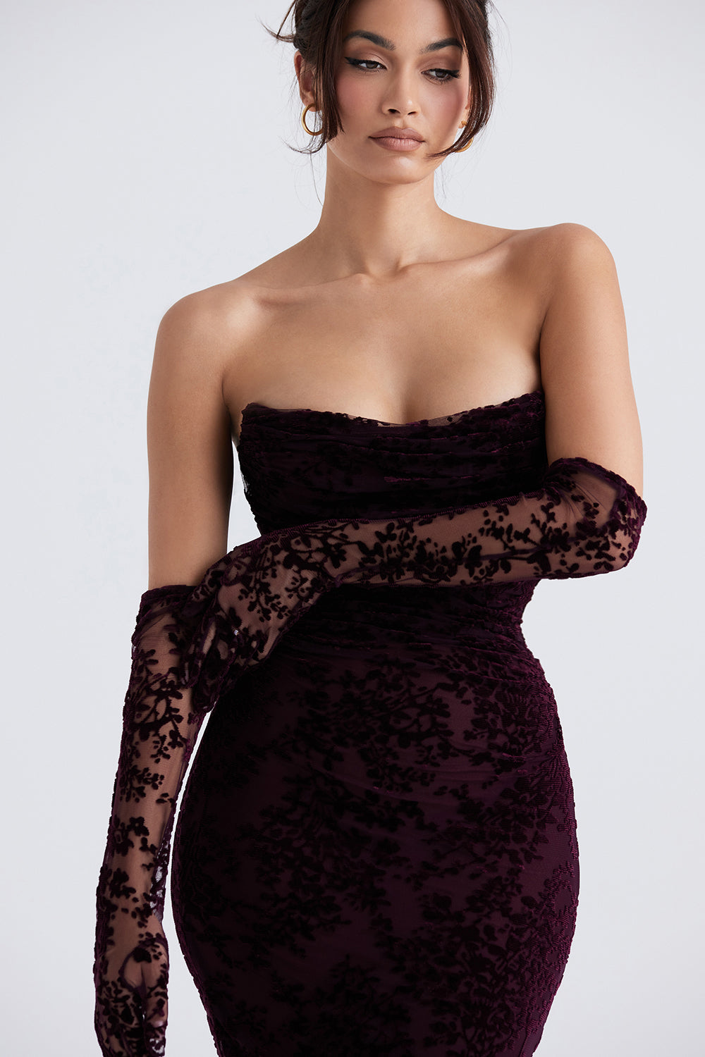 Black cherry colored corset dress