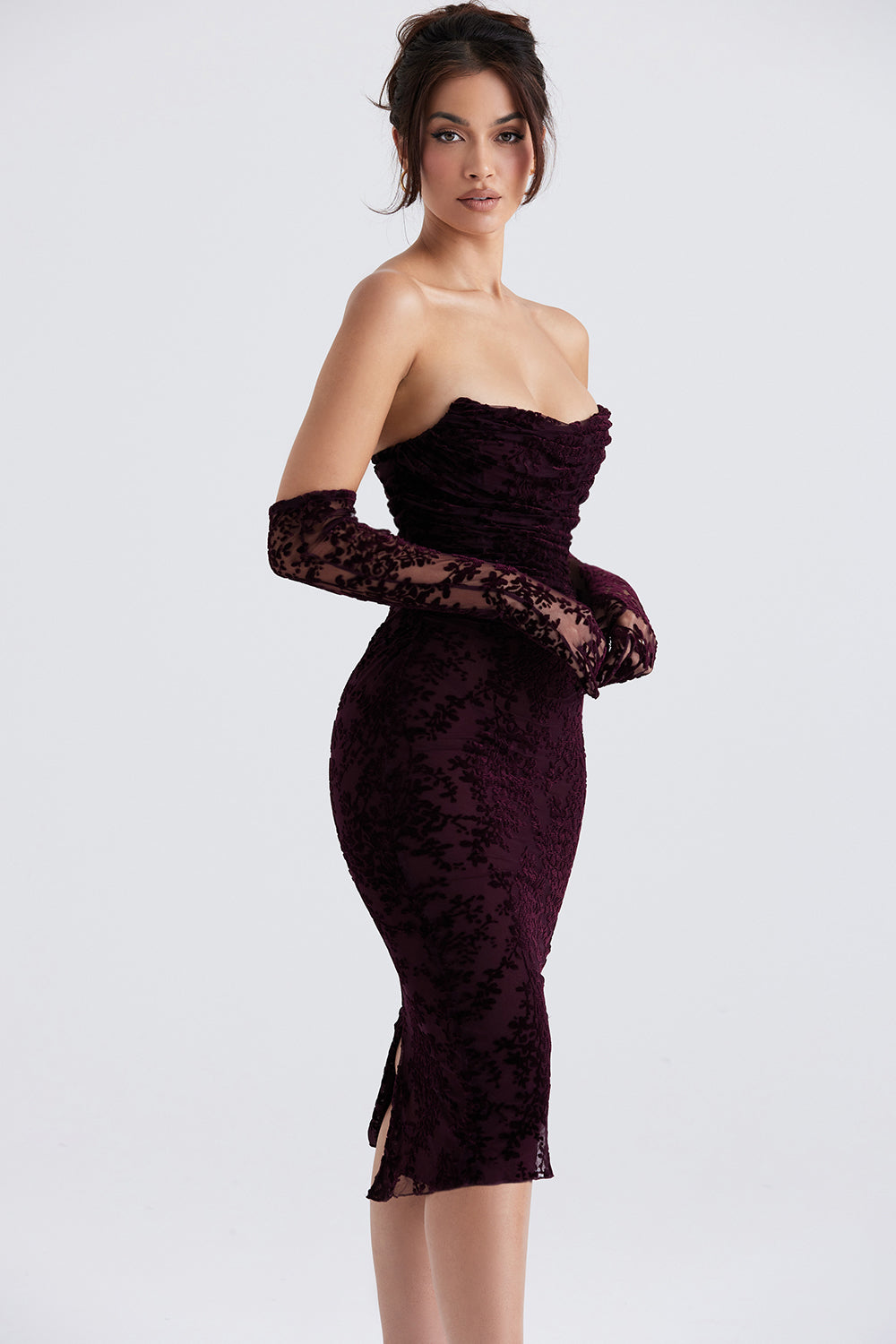 Black cherry colored corset dress