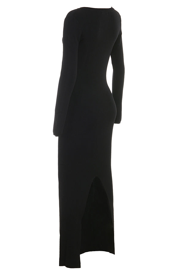 Black knitted maxi dress
